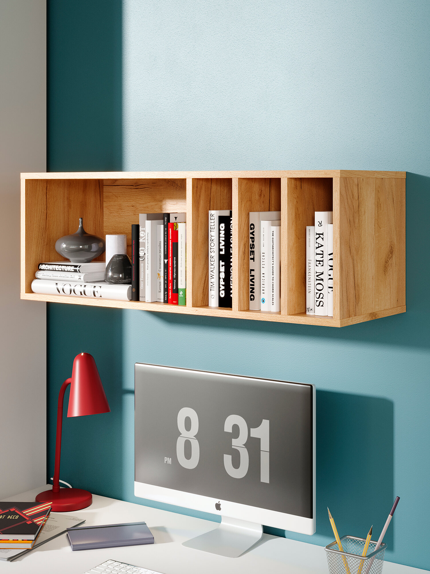 Полка Мебель Трия "Хилтон", ЛДСП, настенная, дуб крафт золотой — фото 1