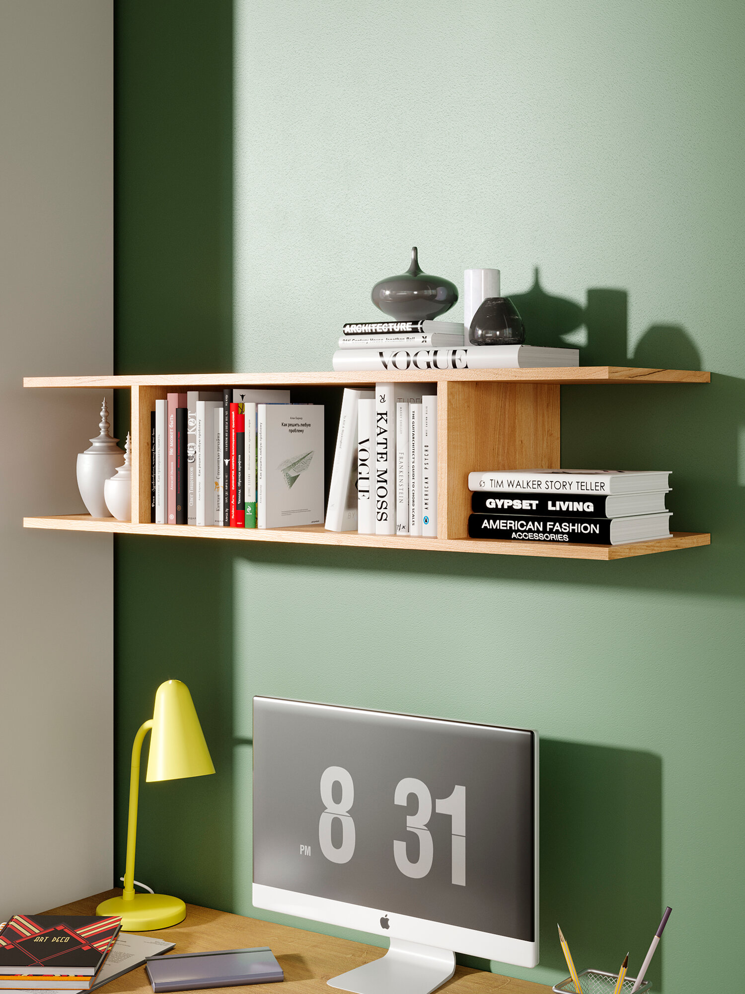 Полка Мебель Трия Хилтон, настенная, ЛДСП, Дуб Крафт Золотой, 110x25x32 см — фото 1