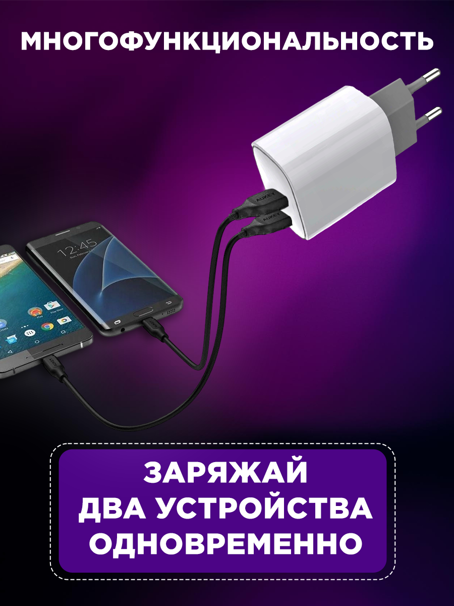 Сетевое зарядное устройство с двумя портами USB-C + USB-C, 20Вт REXANT — фото 1