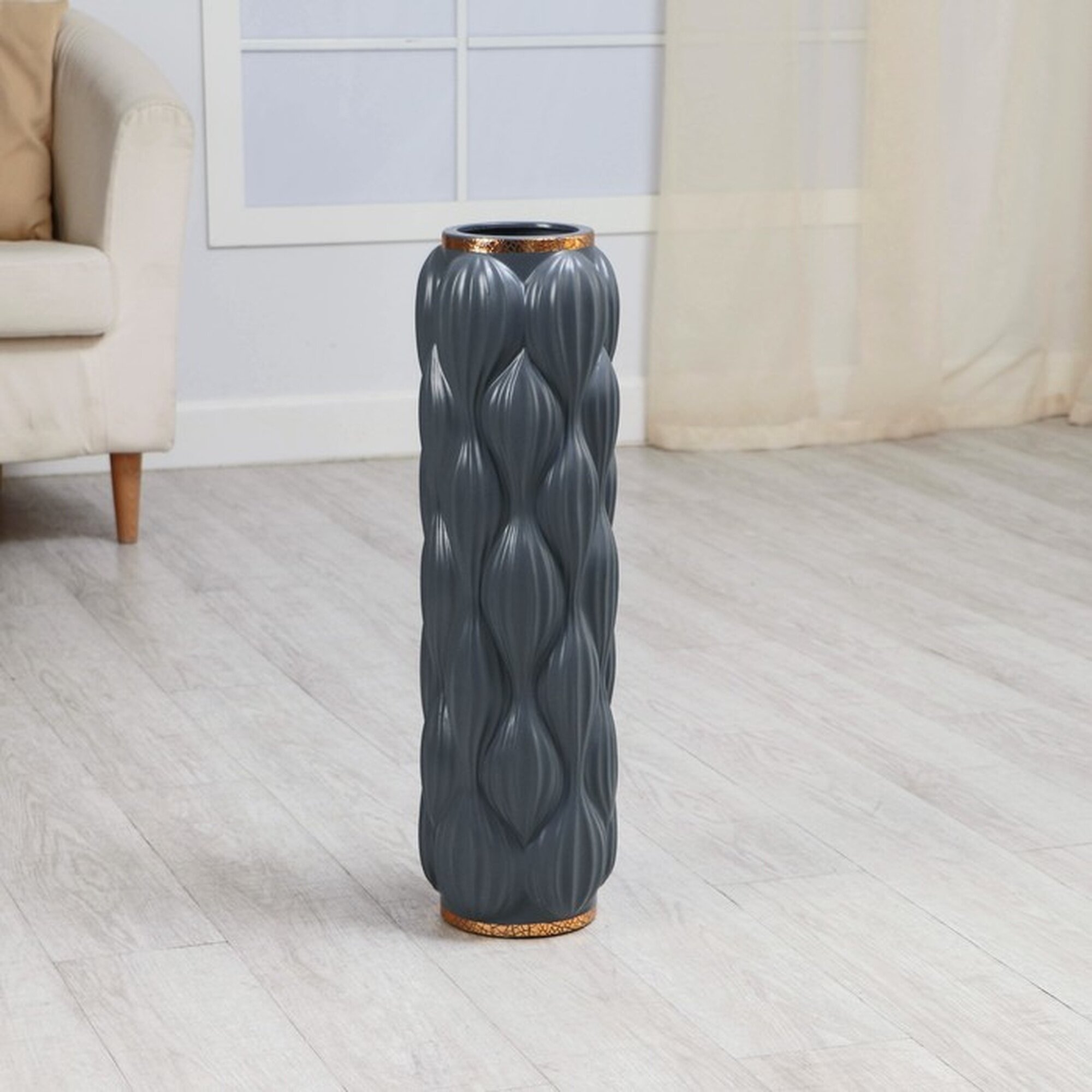 Ваза напольная Сима-ленд «Люче» керамическая высота 60 см серая