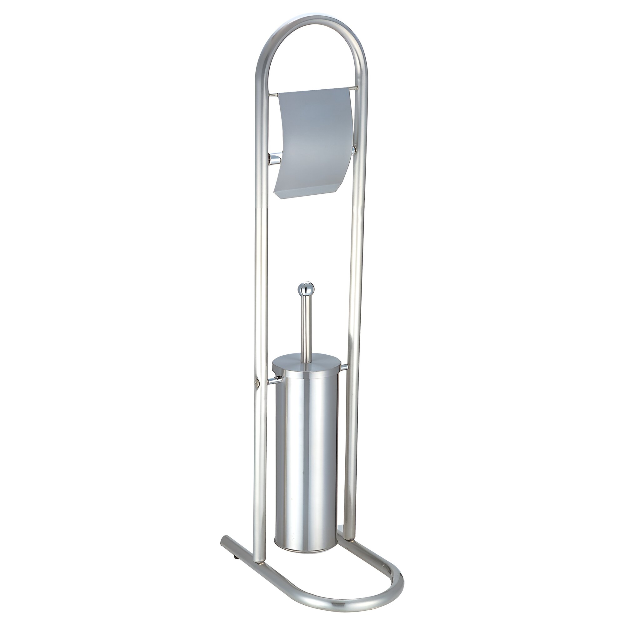 Стойка напольная с держателем для туалетной бумаги и ершиком Рыжий кот B0812 нержавеющая сталь