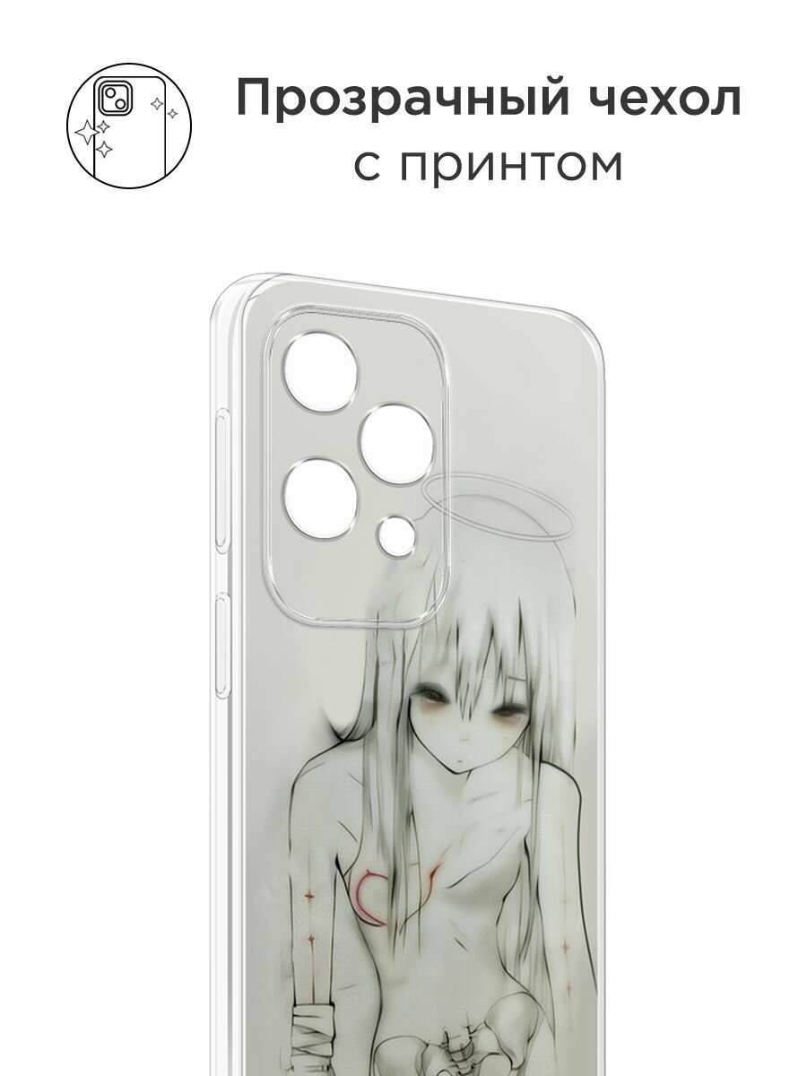 Чехол на Samsung Galaxy A05s / Самсунг Галакси A05s с принтом "Аниме рисунок чёрно-белый" — фото 1