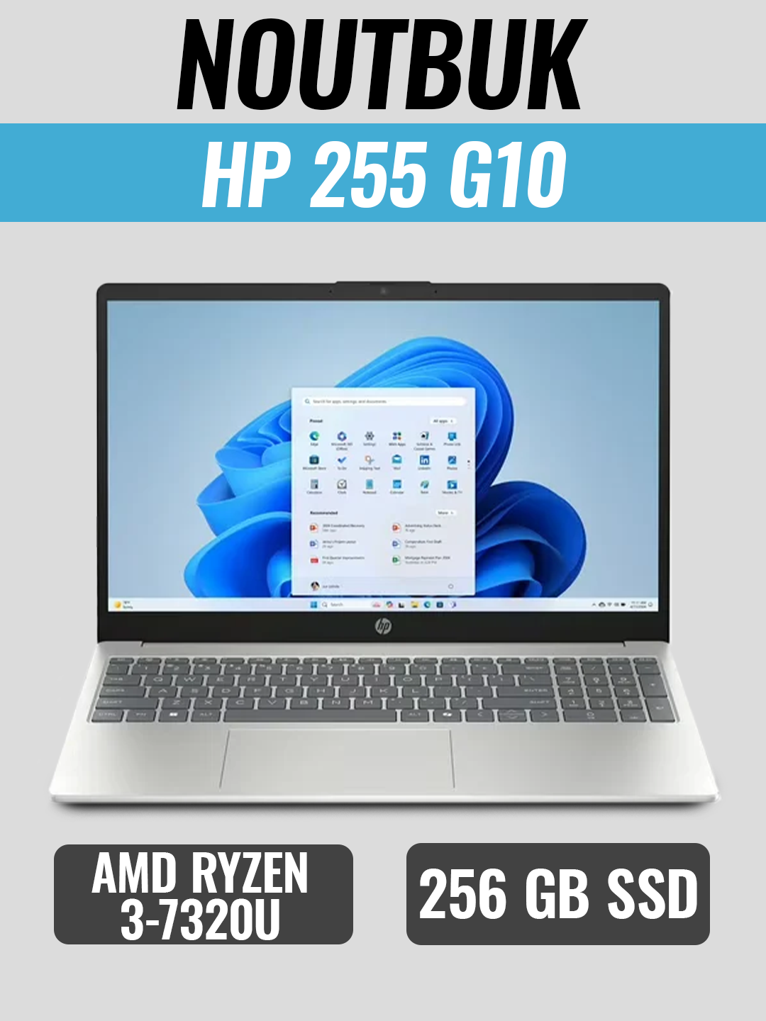 HP 255 G10 (549) (AMD Ryzen 3-7320U/ DDR4 8GB/ SSD 256GB/ 15,6" FHD/ AMD Radeon Graphics