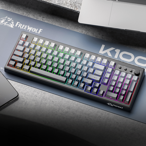 Изображение товара Беспроводная мембранная клавиатура Free Wolf K100 с RGB-подсветкой, Bluetooth / 2.4G / USB, 99 клавиш, русская раскладка