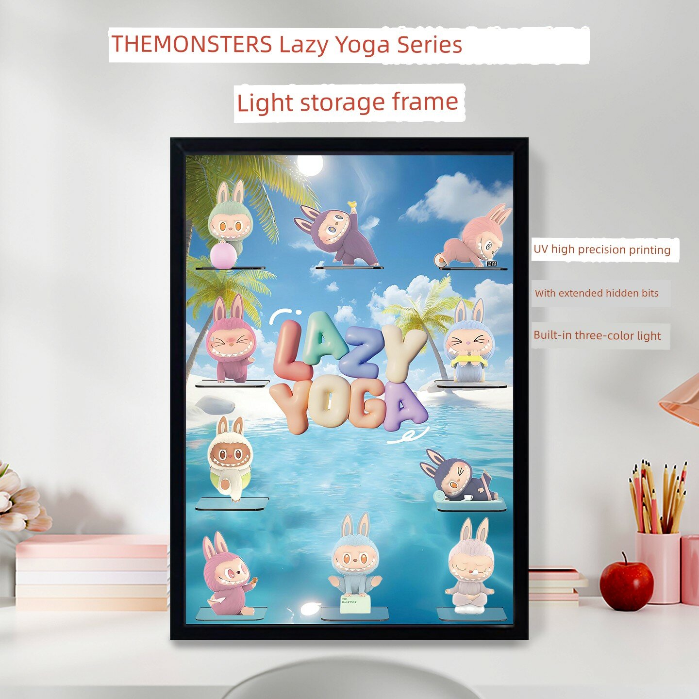 THE MONSTERS 10-Place Display Box Standard Vertical Black Frame No Light Included (34x8.9x48cm)