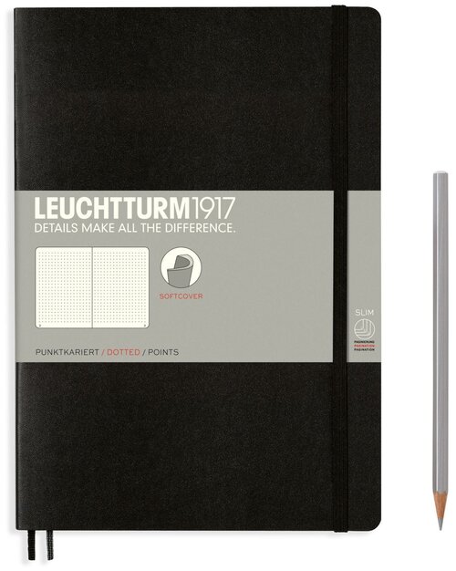Блокнот Leuchtturm1917, COMPOSITION B5, мягкая обложка, черный, в точку