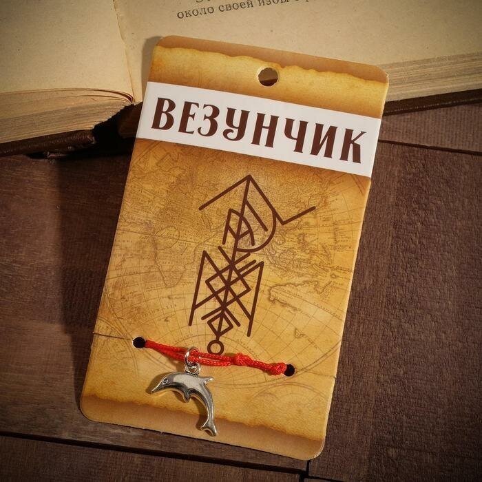 Браслет-оберег "Став" везунчик, дельфин, цвет серебро, 8 см