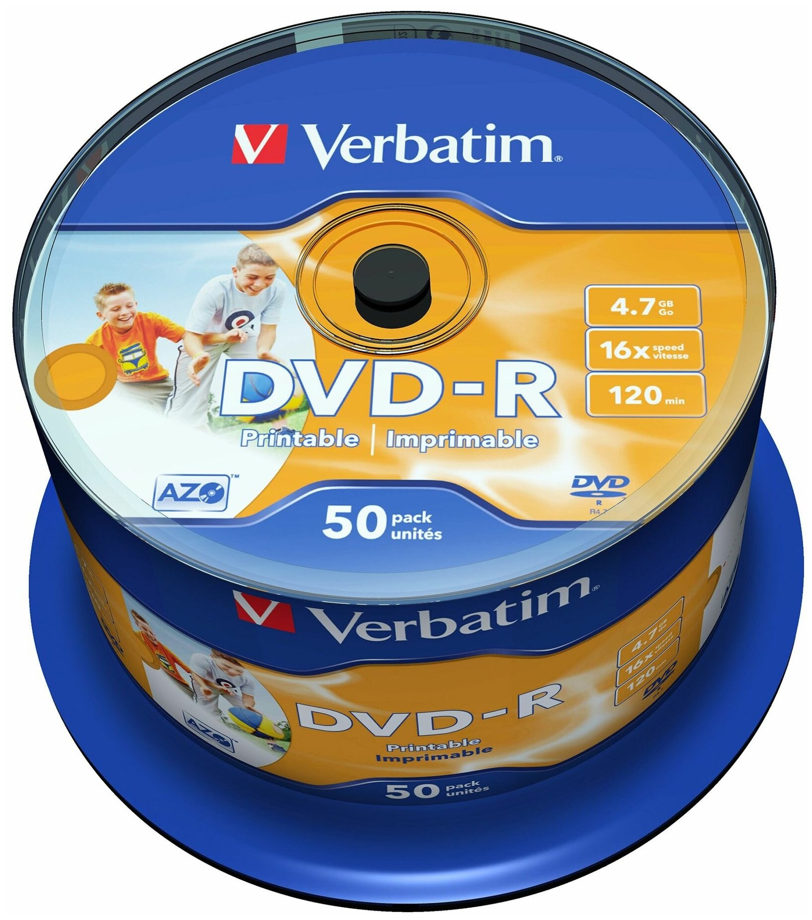 Диск DVD-R Verbatim 47Gb 16x Printable cake 50 шт. (43533)