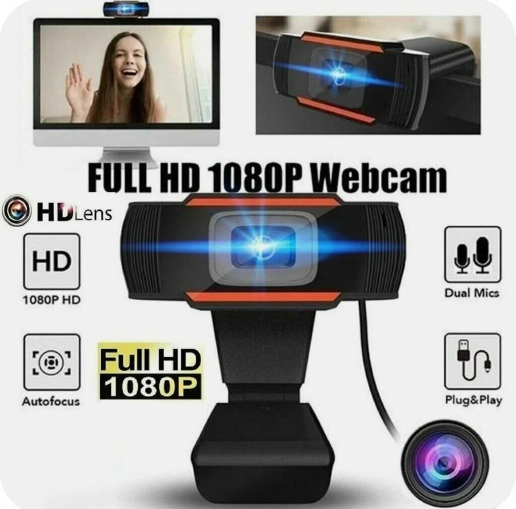 Веб-камера FULL HD 1080P Webcam USB (Двойной микрофон с шумоподавлением HDR автофокус цвет черный) / web-camera вебка / webcamera для пк