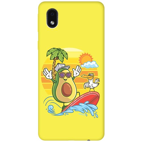 фото Силиконовая чехол-накладка silky touch для samsung galaxy a01 core с принтом "avocado surfer" желтая gosso