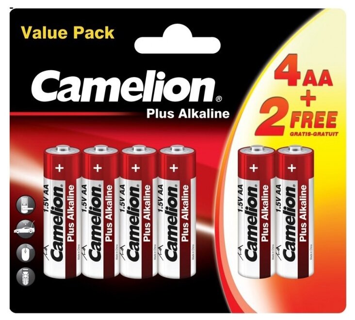 Батарейка AA - Camelion LR6 Plus Alkaline 4+2LR6-BP (4+2 штуки)