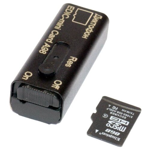 Диктофон Edic-mini Card A98 черный цифровой мини диктофон edic mini card b94