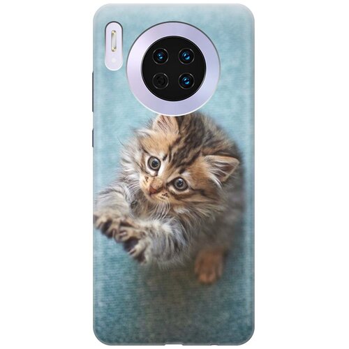 фото Re:paчехол - накладка artcolor для huawei mate 30 с принтом "котёнок на голубом"