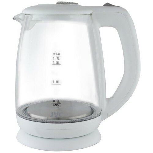 Чайник электрический jvc JK-KE1518, стеклянный, 2200 Вт, 1.7 л, белый чайник электрический vitek vt 7009 стеклянный 1 7 литров 2200 вт