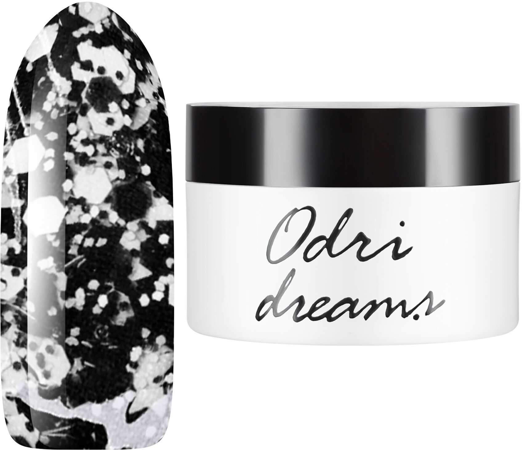 Гель-лак трехфазный IRISK Odri Dreams с эффектами, 5гр (16 Black/White)
