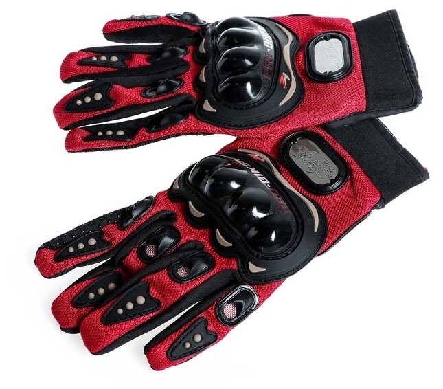 Перчатки для езды на мототехнике КНР с защитными вставками пара размер XL красный