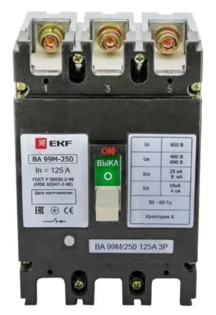 Автоматический выключатель EKF ВА-99М/250 (термомагнитный) 35кА 125 А