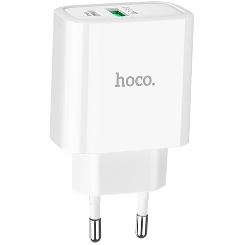 сетевая зарядка type c usb hoco c80a plus pd qc3 0 с кабелем type c lightning белый Сетевая зарядка USB Hoco C57A Speed, быстрая зарядка QC3.0 порт USB, Type-C, 3,1A, белый