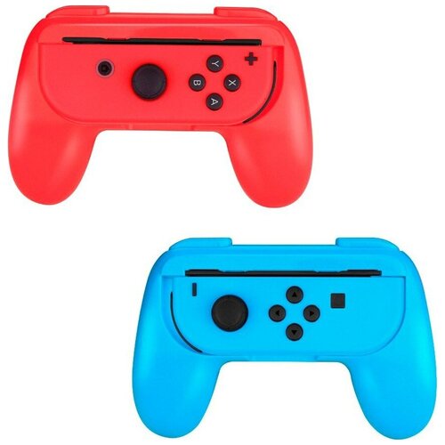Dobe Чехол-держатель для контроллера Joy-Con консоли Nintendo Switch (TNS-851), красный/голубой dobe зарядная станция для контроллеров joy con для консоли nintendo switch tns 875 черный