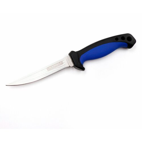 Нож разделочный следопыт, прорезиненная ручка, дл. клинка 127 мм, в чехле/60/ нож фиксированный рыбацкий филейный ножемир salmon f 322bl с ножнами