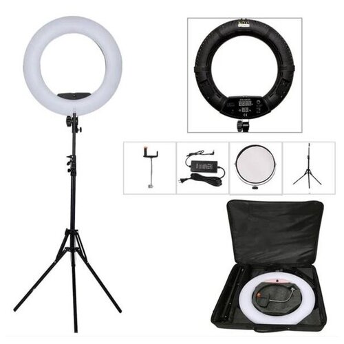 Кольцевая лампа Yidoblo FD 480II BLACK черная с сумкой штативом зеркалом и креплением для камеры и смартфона 1379000₽