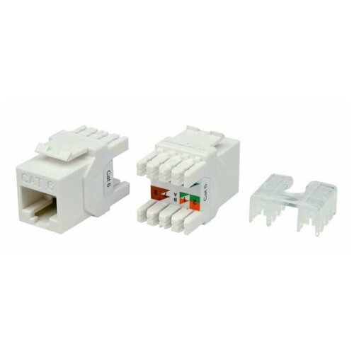 Вставка Keystone Jack RJ-458P8C Hyperline категория 6 тип 180 градусов белая 410₽