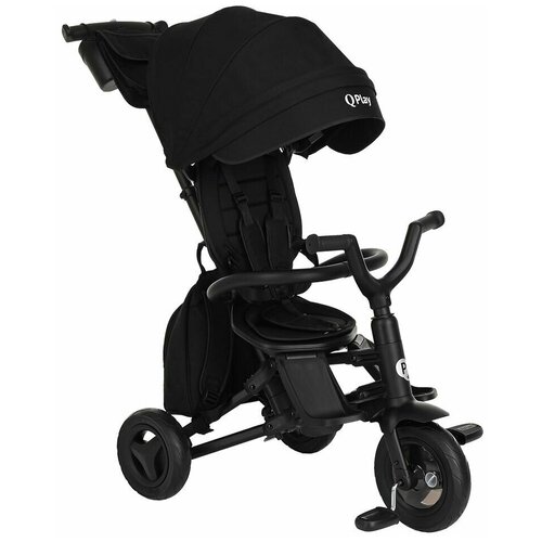 Трехколесный складной велосипед-коляска с поворотной сидушкой Qplay Nova+ 2023 Carbon black/черный