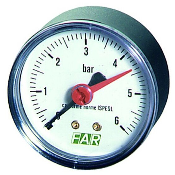Манометр FAR 1/4" (торцевое соед.)  0-6 бар - 20-80 °C O 63 мм