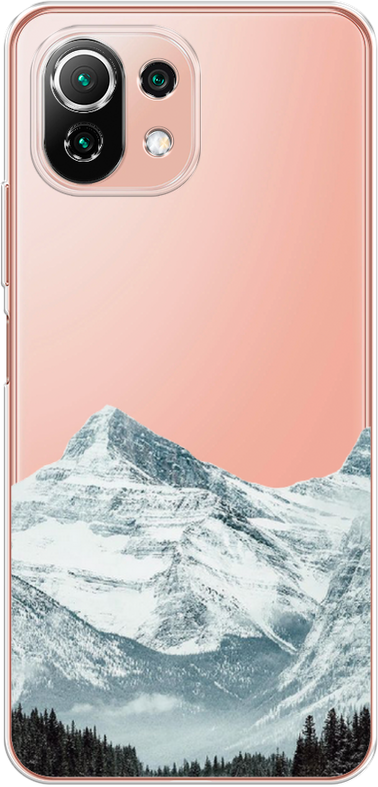 Силиконовый чехол на Xiaomi 11 Lite 5G NE / Сяоми 11 Лайт 5G NE Горы арт 1, прозрачный