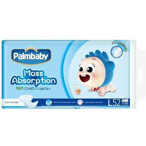 Palmbaby Подгузники Palmbaby L (9-14 кг), по японской технологии, 52 шт