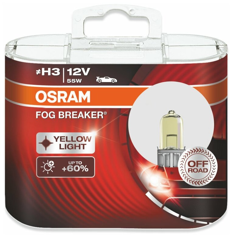 OSRAM Лампы галогенные OSRAM FOG BREAKER 12V H3 55W 2 шт 62151FBR -HCB