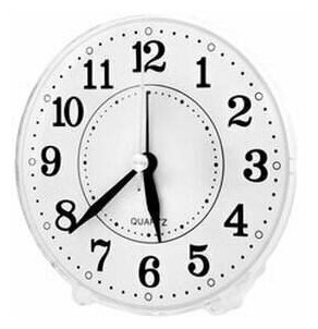 Классический настольный будильник в форме овала MIRRON 7021/Часы в спальню/Будильник с прозрачным корпусом/Часы для детской/Белый цвет