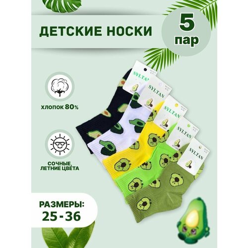 Носки  детские, 5 пар, размер 6-8 (25-27 размер), мультиколор