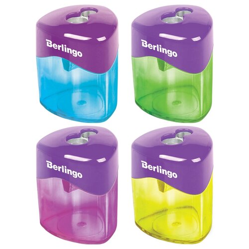 фото Точилка пластиковая berlingo "doublecolor", 2 отверстия, контейнер, ассорти