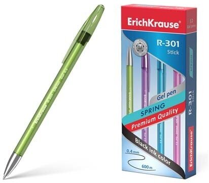 Ручка гелевая Er.Krause R-301 Spring Gel Stick 0.5мм 53349 черная корп. ассорти (12/144)