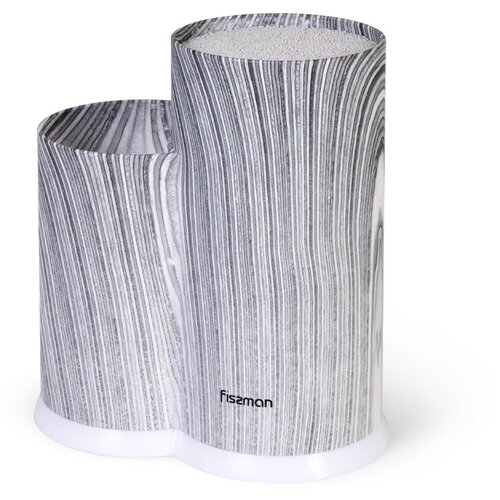 фото Подставка fissman с двумя отделениями 11x11x22+11x8х17 см, цвет серый мрамор (пластик) (2885)