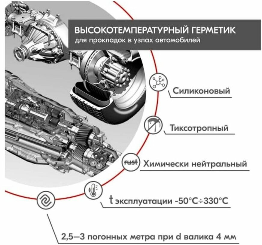 Герметик Автомобильный Нейтральный Высокотемп Силиконовый Donewell Белый (64г) DGT-114