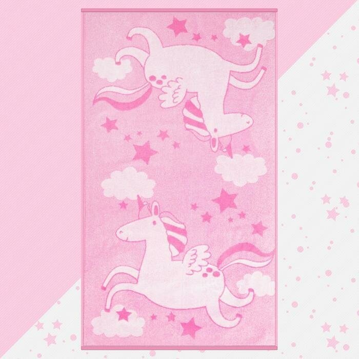 Полотенце махровое Этель "Pink Unicorn", 70х130 см, 100% хлопок, 420гр/м2