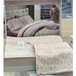 Gloria розовое постельное белье с кружевом Maison Dor (розовый), Евро (2,0 сп) - изображение