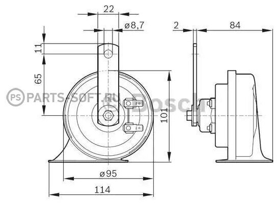 Фанфара 12v windtone new BOSCH 0 986 AH0 501 | цена за 1 шт