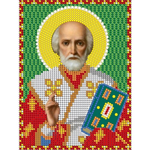 Вышивка бисером иконы Святой Николай Угодник 12*16 см вышивка бисером святой николай 12x16 см