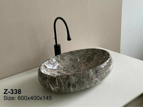 Раковина накладная Zandini Z-338 на столешницу для ванной комнаты без перелива овальная керамическая под камень