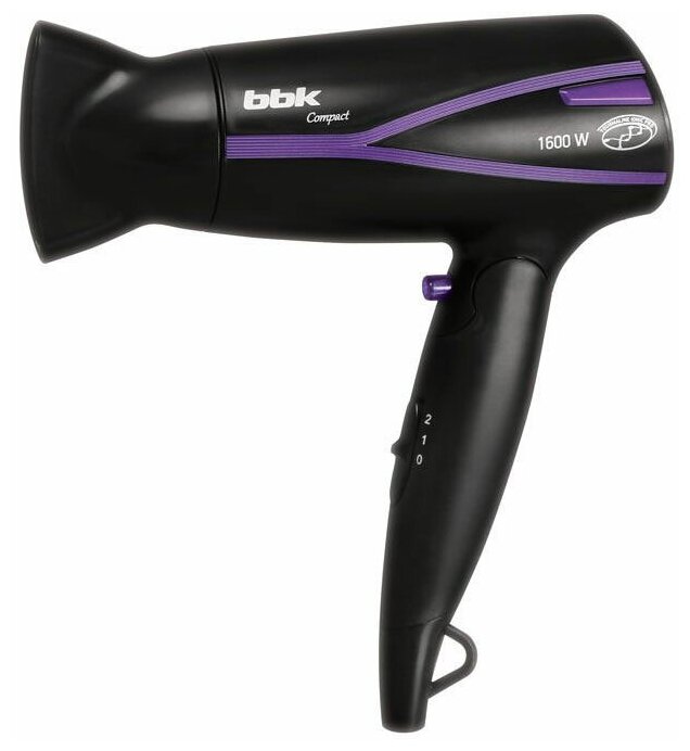 Фен BBK BHD1608i black/purple (Мощность 1600 Вт, Режимов 2) (BHD1608i (B/V))