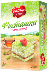 Торт Русская нива Фисташковый с малиной, 290 г