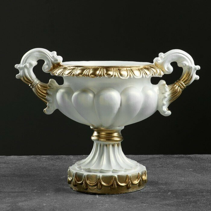Фигурное кашпо -ваза "Арабская" белое золото, 25x18x20см