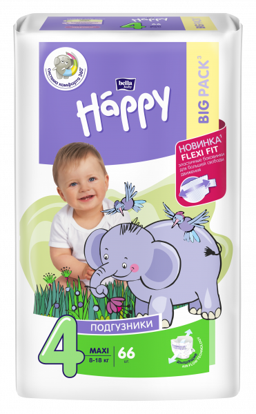 Bella Подгузники для детей Bella Baby Happy размер Maxi 8-18 кг 66 шт