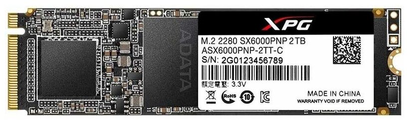 Накопитель SSD Adata XPG SX6000 Pro ASX6000PNP-2TT-C/PCI-E 3.0 x4/2 TB /Скорость чтения 2100МБайт/с Скорость записи 1400МБайт/с