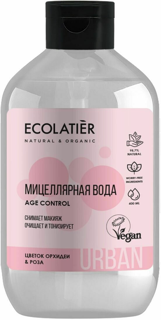 ECOLATIER Мицеллярная вода для снятия макияжа цветок орхидеи & роза, 600 мл