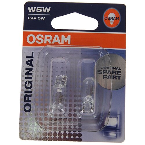 Лампа автомобильная накаливания OSRAM Original 2845-02B W5W 24V 5W W2.1×9.5d 3200K 2 шт.