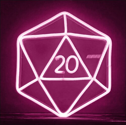 Cветильник светодиодный неоновый 20-гранный Кубик, 40х35 см, розовый